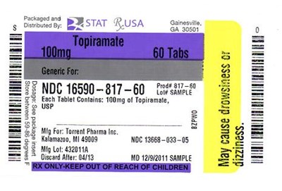 TOPIRAMATE 100MG LABEL 817.jpg Label Image - 100 mg - TOPIRAMATE 100MG LABEL 817